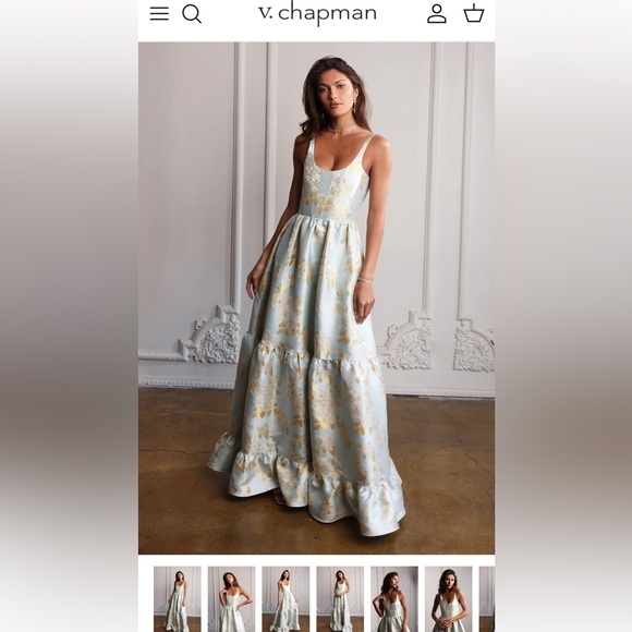 V.Chapman Gown - The Avery Dress in Ballad Blue Baroque Floral - Picture 3 of 7